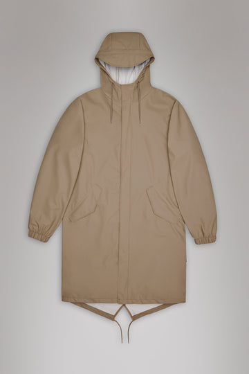 Fishtail Raincoat Parka in Beige