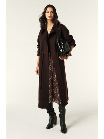 Kate Chocolate Wool Drawstring Coat