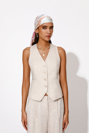 Ruth Vanilla Fitted Waistcoat Vest