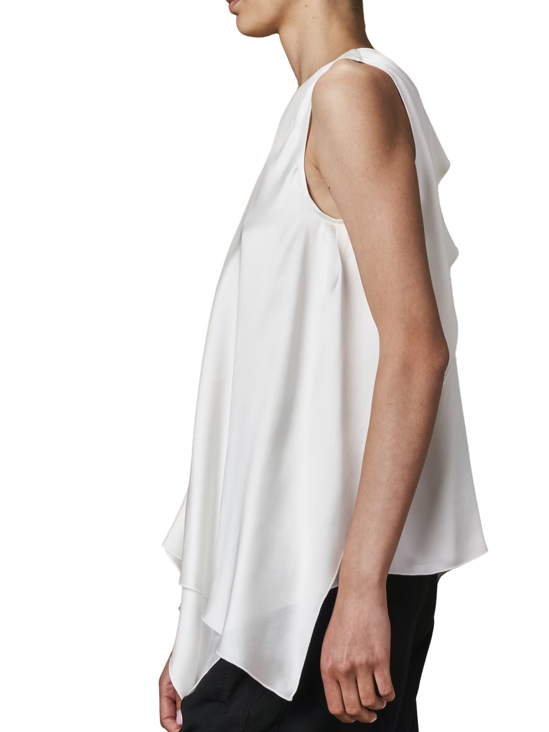 For Instance sleeveless silk ivory top with handkerchief hem from High Couture at Jessimara.com