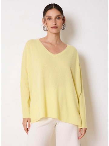 Faustine Fade Yellow Cashmere V Neck