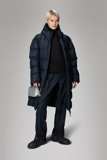Alta Navy Blue Long Waterproof Puffer Coat