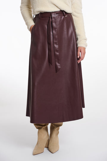 Chelsea Burgundy Faux Leather Skirt