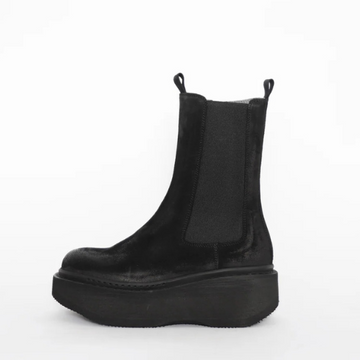 Black Suede Platform Wedge Boot