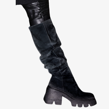 Long Black Suede Boots