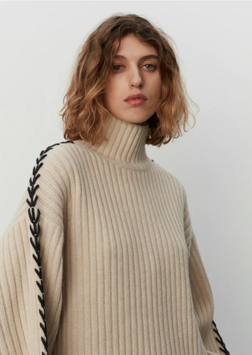 2nd Ronia Beige Turtle Neck Sweater With Arm Detail