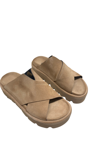 Tan Suede Platform Slide
