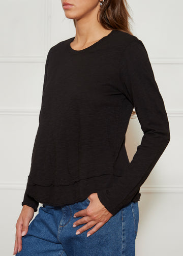 Long Sleeve Black Mock Neck T Shirt