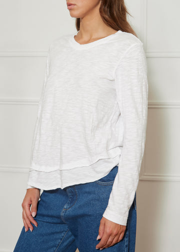 Long Sleeve White Mock Neck T Shirt