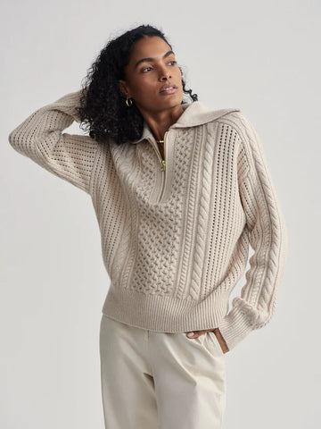 Camello Cable Knit Sweater Parchment