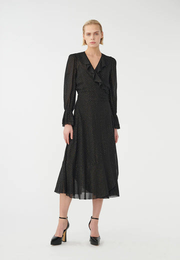 Josefina Wrap Dress In Lurex Black