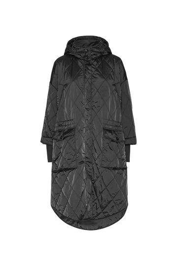 Neva Long Drawstring Coat Black