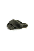 Khaki Green Criss Cross Luxury Sheepskin Slippers - Jessimara