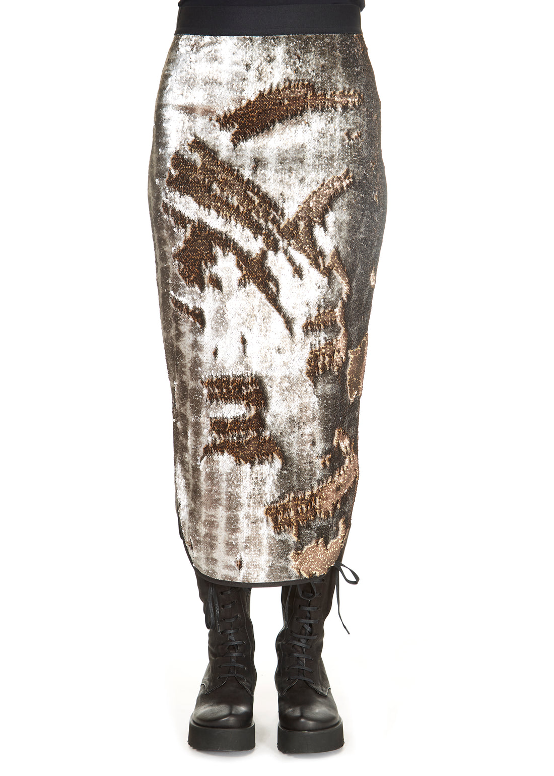 'Gloss' Snake Print Sequin Midi Skirt - Jessimara