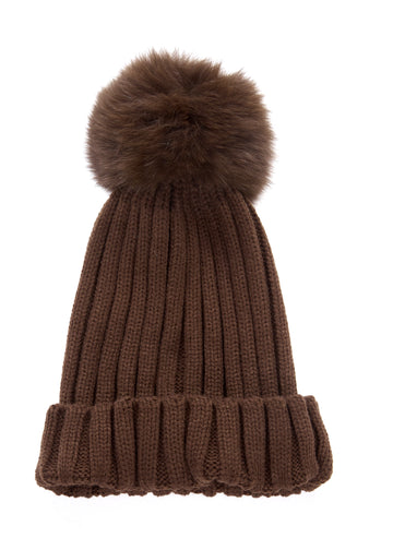 Fur5Eight Chocolate Brown Fur Pom Hat