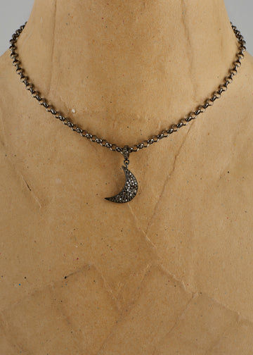 Small Crescent Moon Diamond Charm - Jessimara