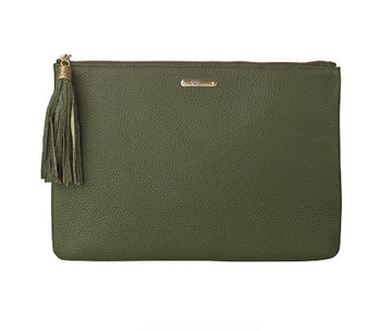 Uber Moss Pebble Clutch Bag - Jessimara