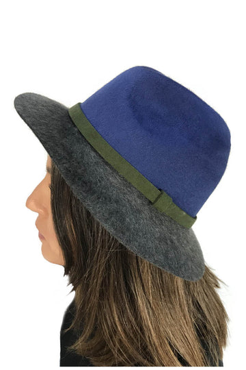 Royal Blue Multi 'Winter Trilby Hat' - Jessimara