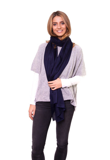 Navy Full Cashmere Scarf - Jessimara