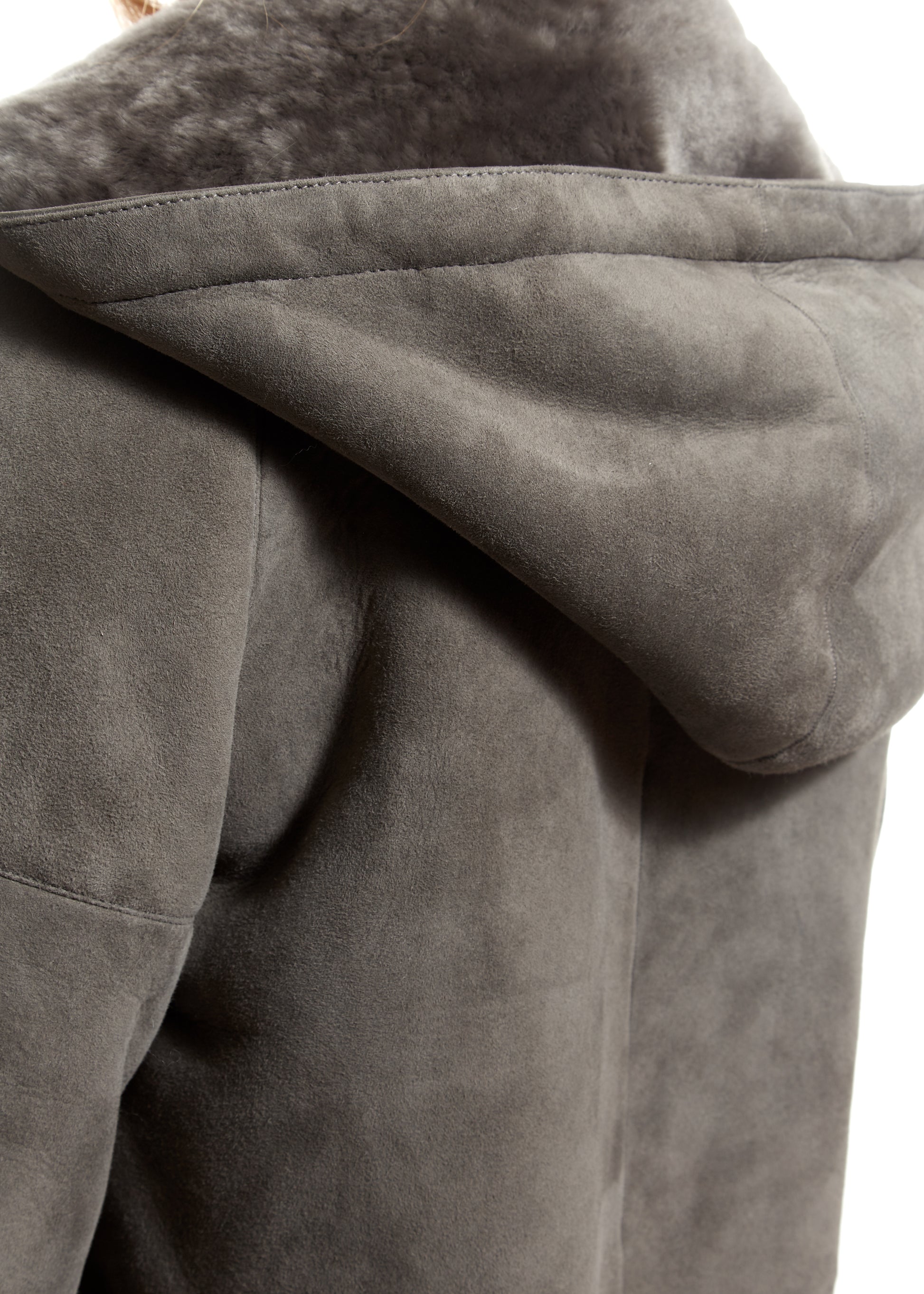 Light Grey Sheepskin Duffle Coat - Jessimara
