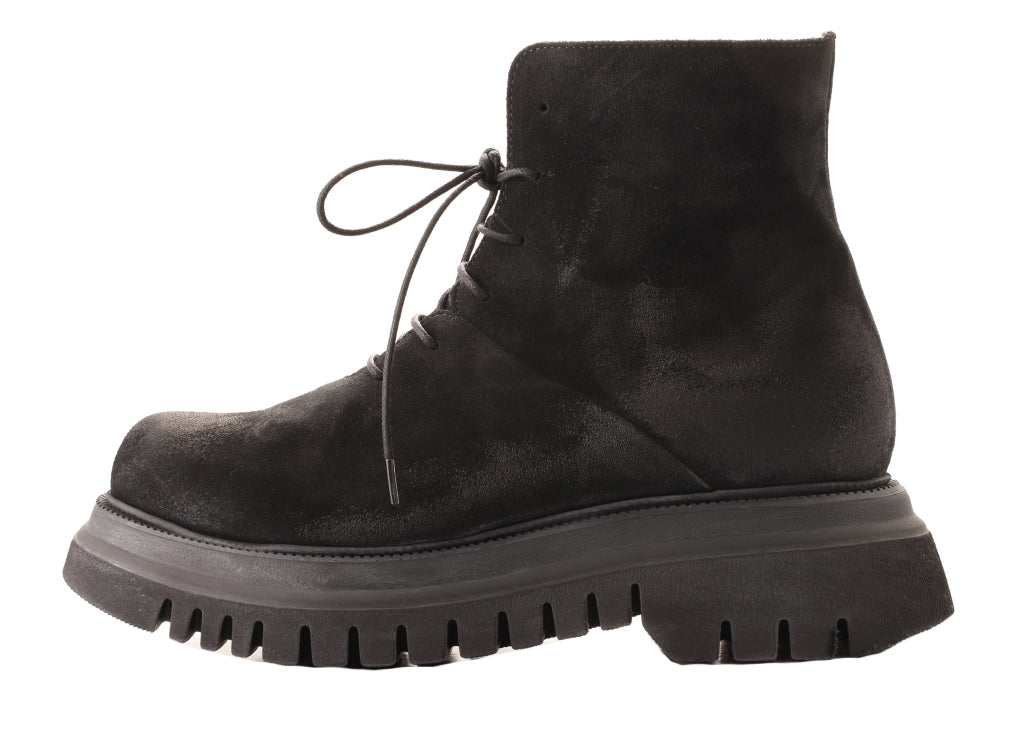 Lofina Suede Black Lace Up Boot