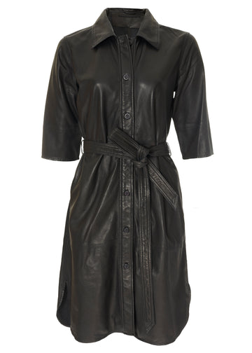 'Clare' Black Leather Dress - Jessimara