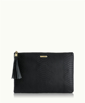 Uber Black Python Clutch Bag - Jessimara