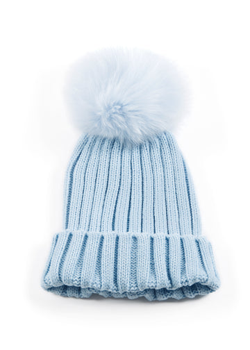 Fur5Eight Baby Blue Fur Pom Hat