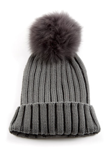 Fur5Eight Dark Grey Fur Pom Hat