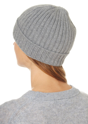 Santacana Light Grey Ribbed 'Cashmere Blend Beanie' - Jessimara