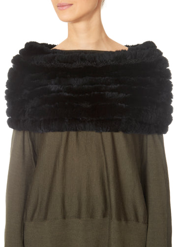 Fur5eight Real Rex Rabbit Fur Shoulder Snood Black