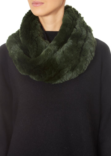 Fur5eight Real Rex Rabbit Fur Twisted Snood Khaki