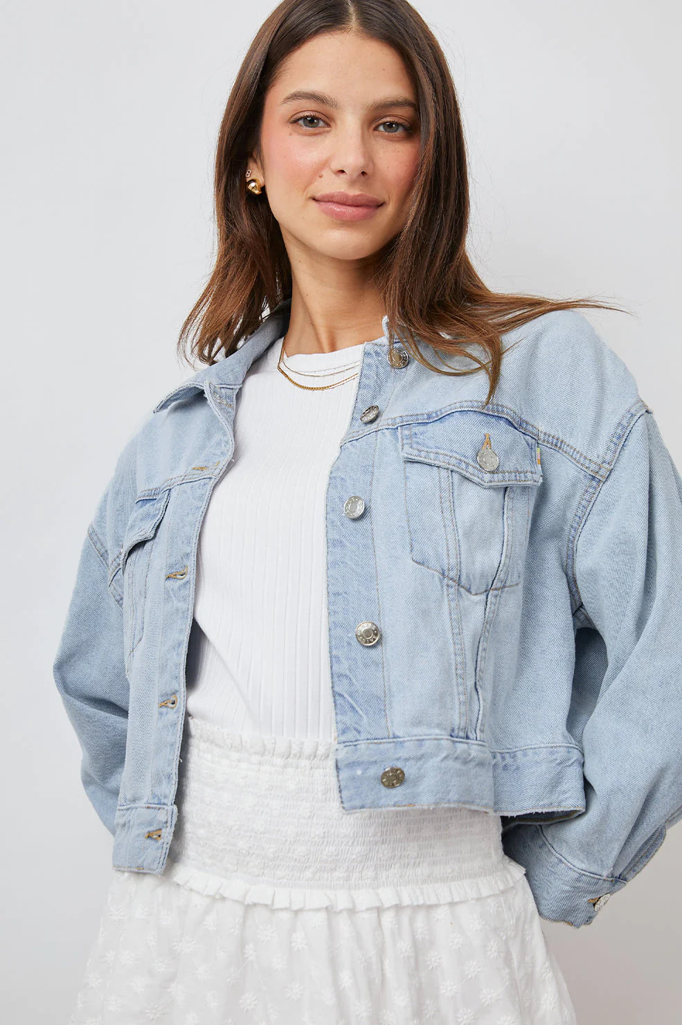 Mulholland Faded Blue Distress Denim Jacket