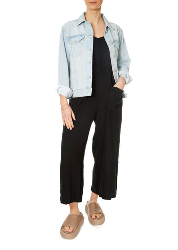 Isabel Black Linen Dungarees