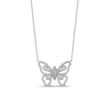 CZ Butterfly Necklace with Silver Stones - Jessimara