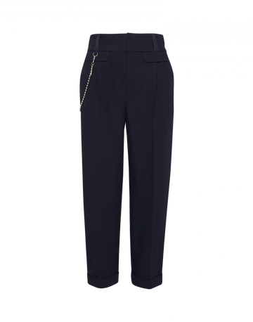 High Understated Navy Hip Chain Trouser