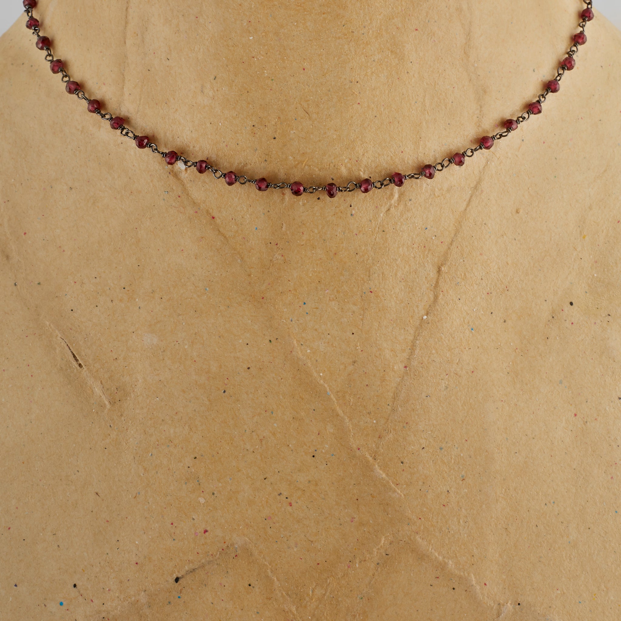 Red Garnet Rosary Stone Necklace - Jessimara