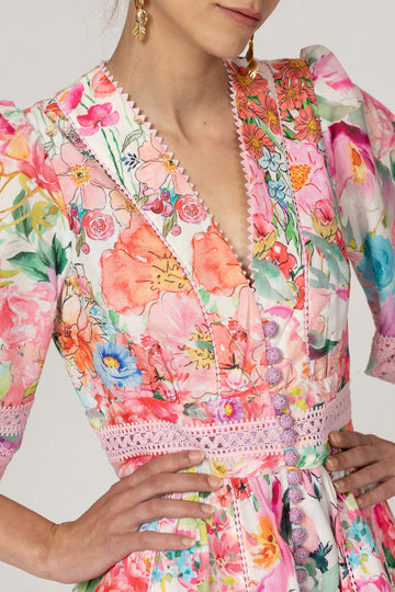 Jardin Magnifique Floral Short Dress