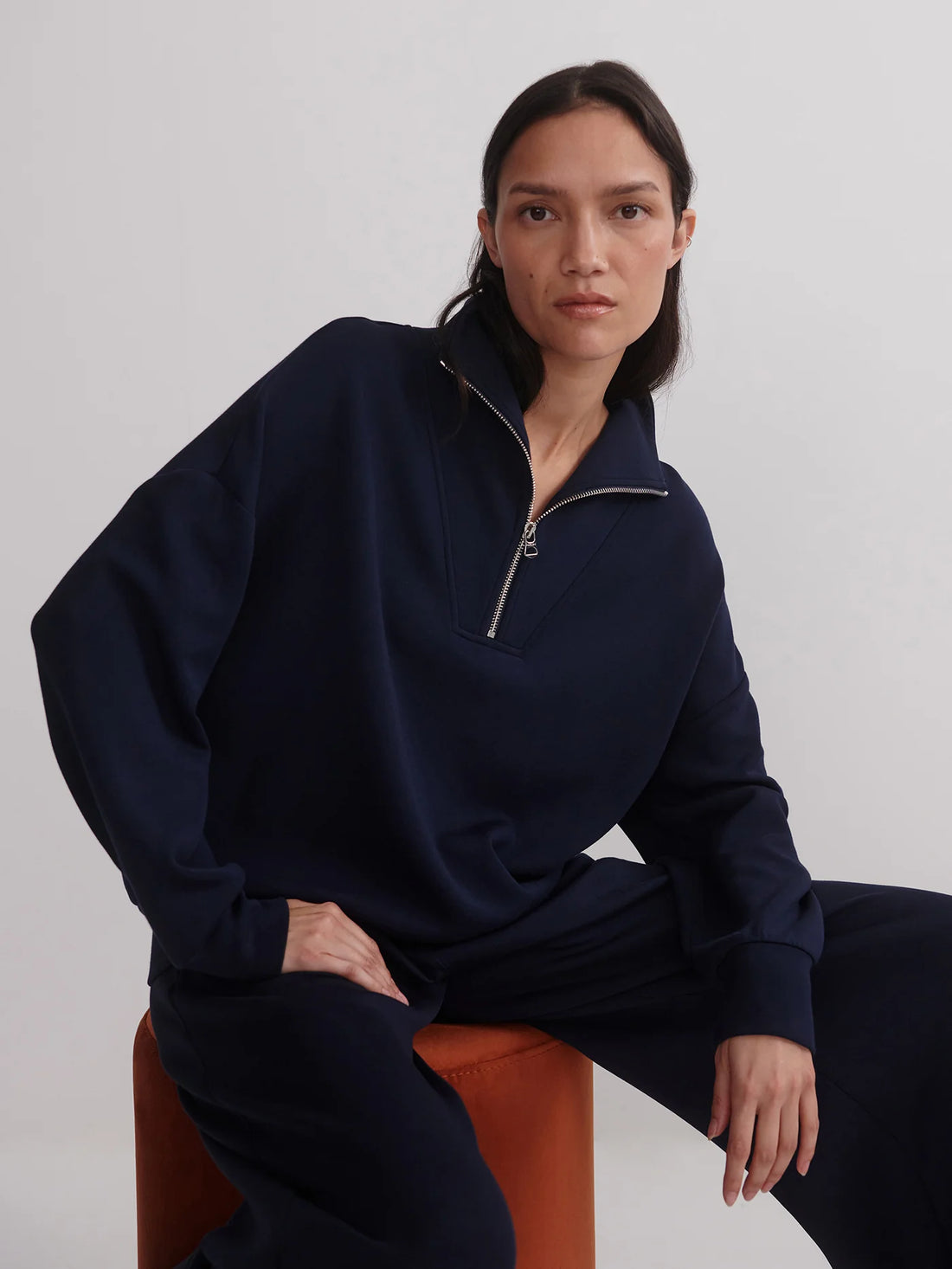 Hawley Half Zip Navy Blue Sweat Shirt