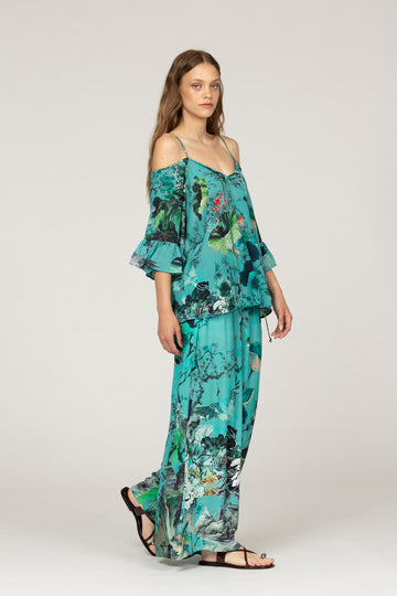 Larch Rapa Flora Silk Trousers