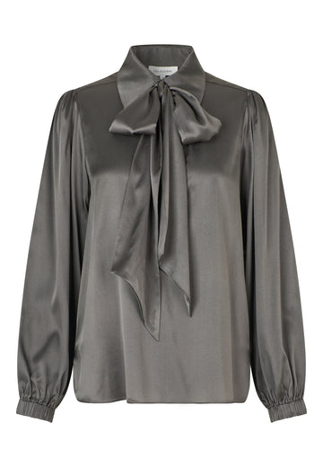 Kikki Anchor Grey Blouse with Bow