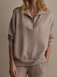 Hawley Taupe Marl Half Zip Sweatshirt