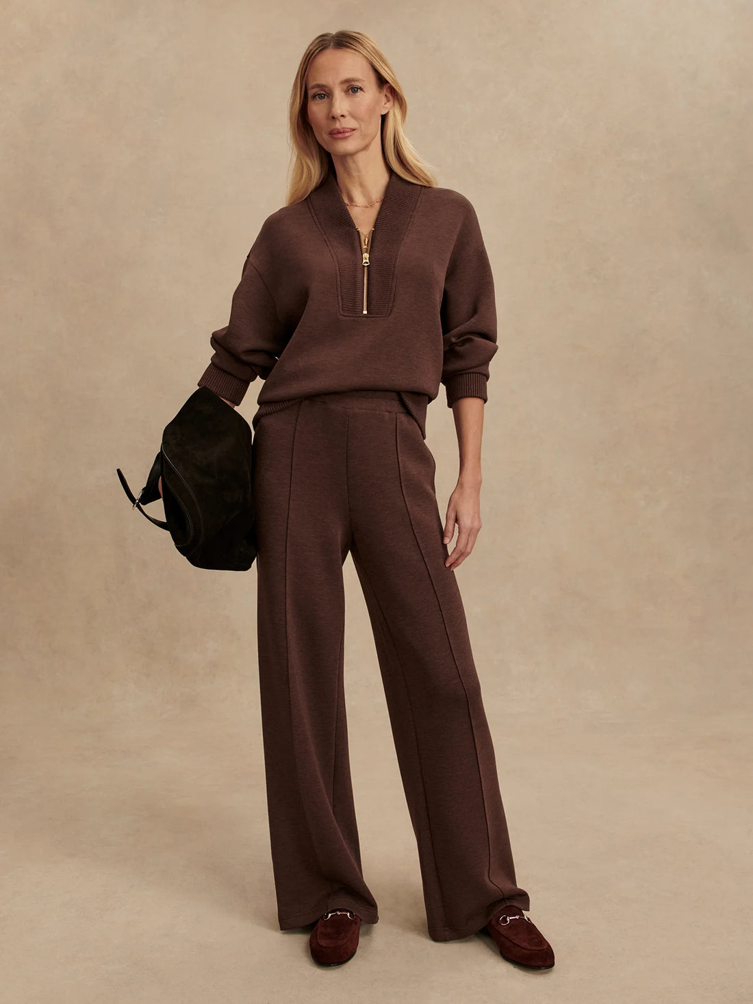 Sally Coffee Bean Marl Half Zip Sweatshirt