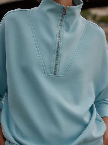 Porcelain Blue Hawley Zip Sweatshirt