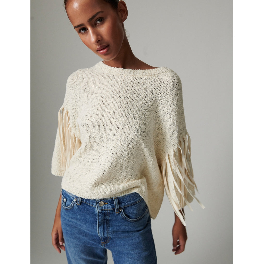 Baptiste Cream Tassle Knit Top