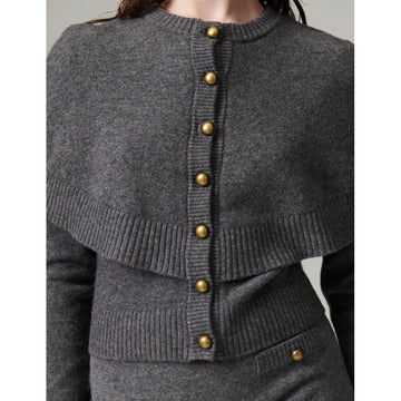 Ellie Grey Melange Poncho Knit Top