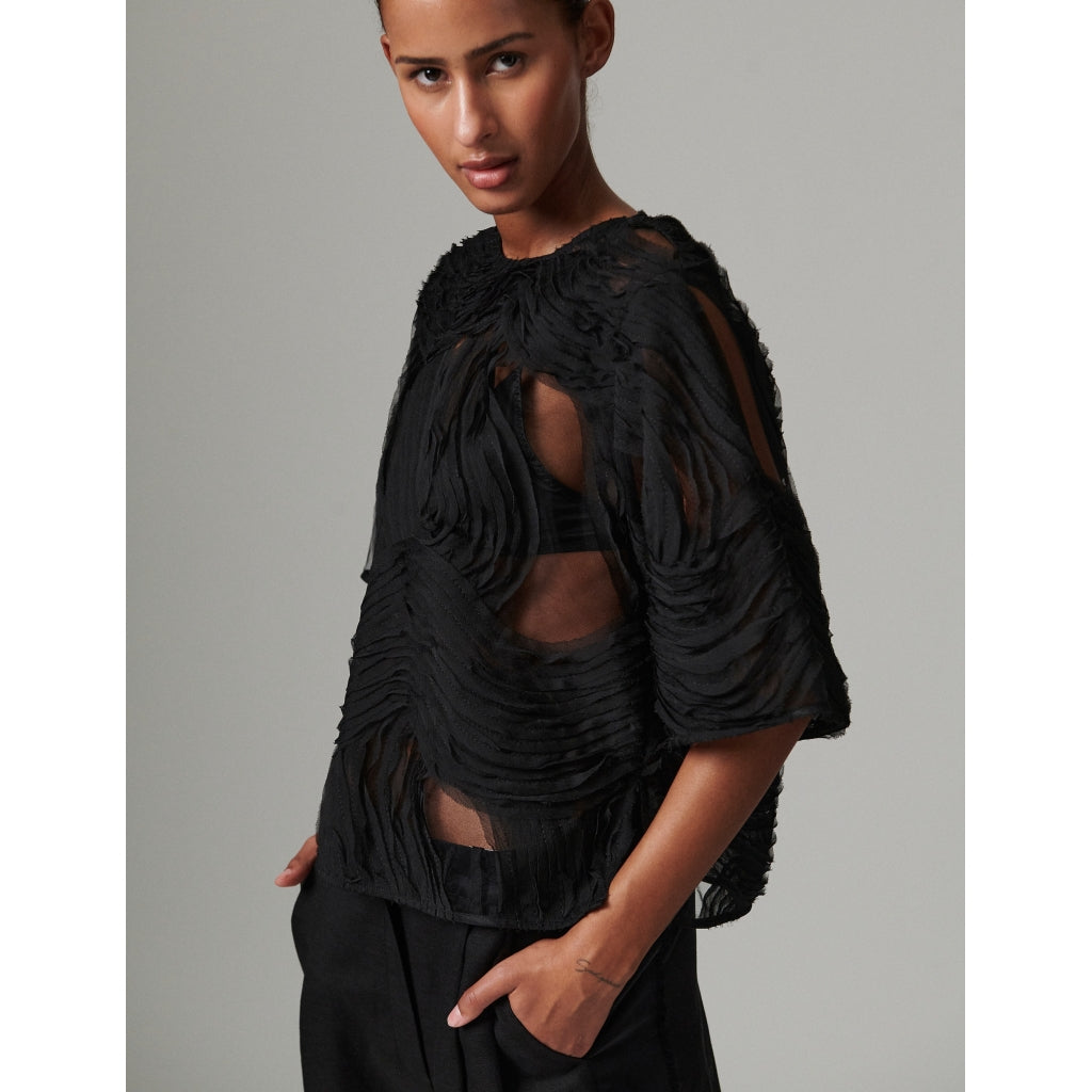 Tatiana Black Crochet Lacy Top