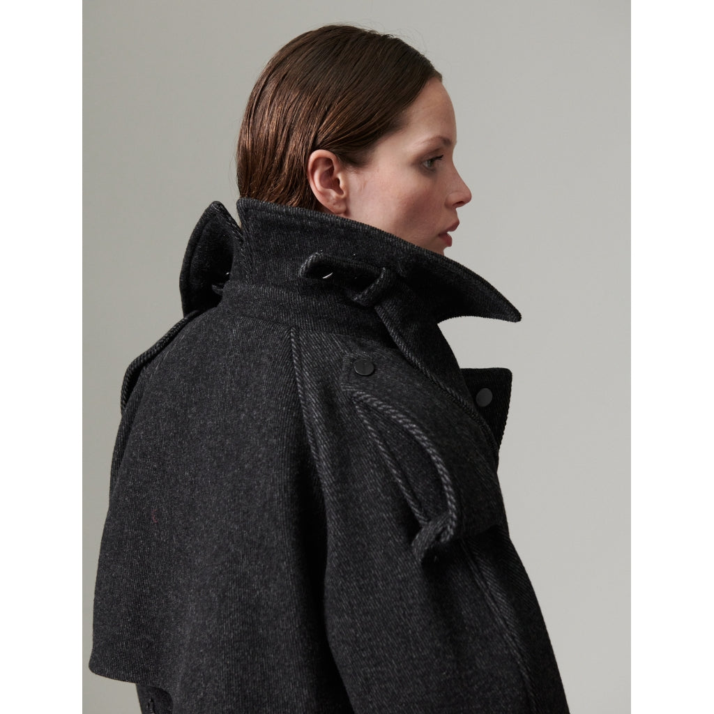 Capthin Grey Twill Trench Coat