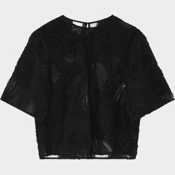 Tatiana Black Crochet Lacy Top