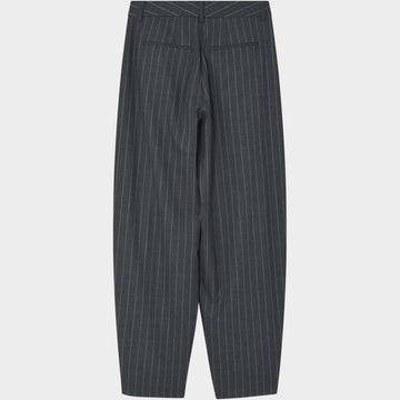 Hedi Grey Pinstripe Barrel Trousers